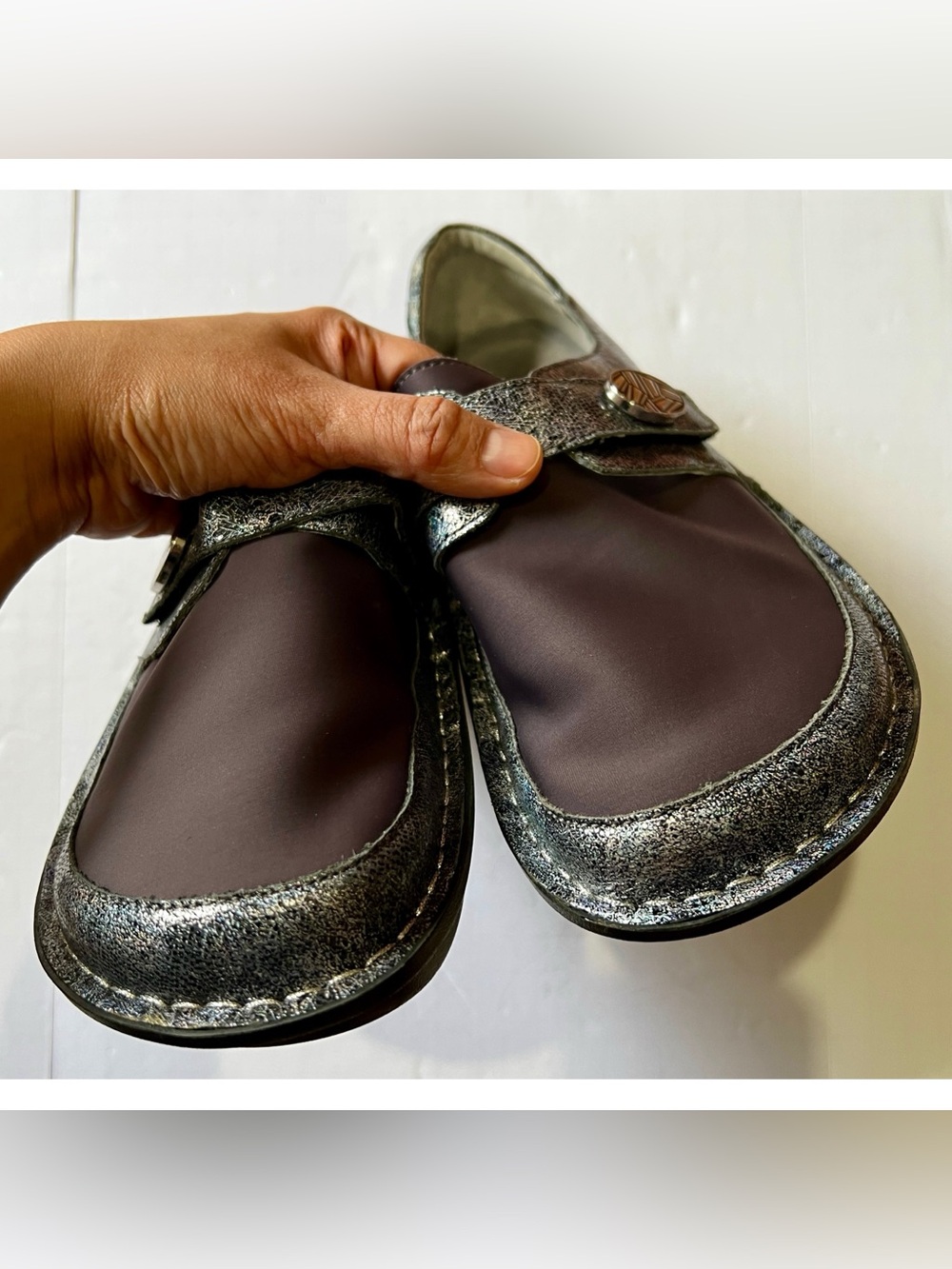 Alegria Den-735 metallic gray and plum slip on shoes US Women’s 8.5 EU 39 - Picture 7 of 12